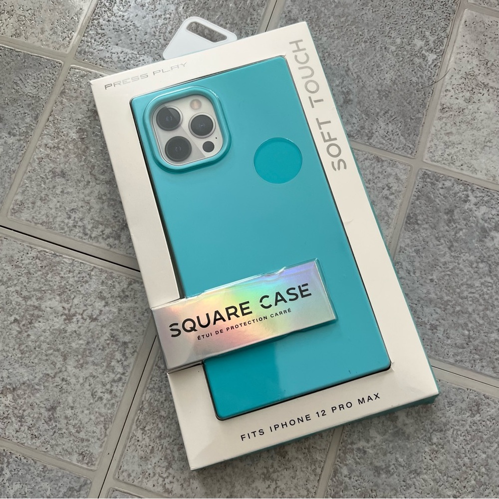 NIB iPhone 12 Pro Max Soft Touch Square Blue Case